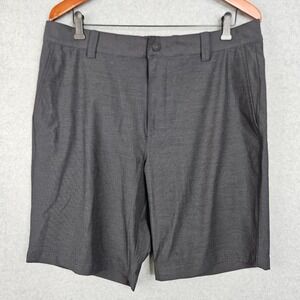Banana Republic Mens Comfort Flat Front Shorts Stretch Wicking Waist 36 Charcoal